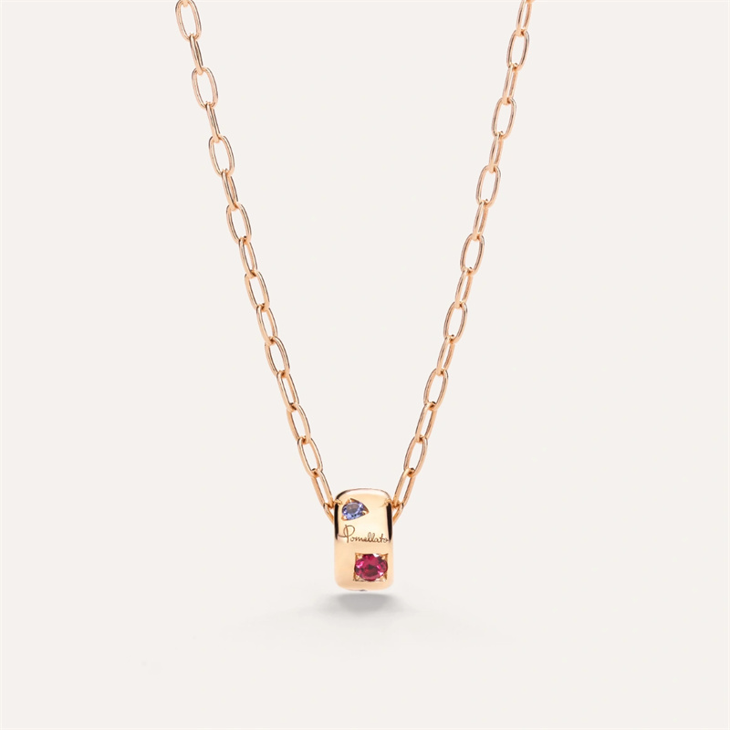 Colar de cor personalizada com pingente em ouro rosa 18kt