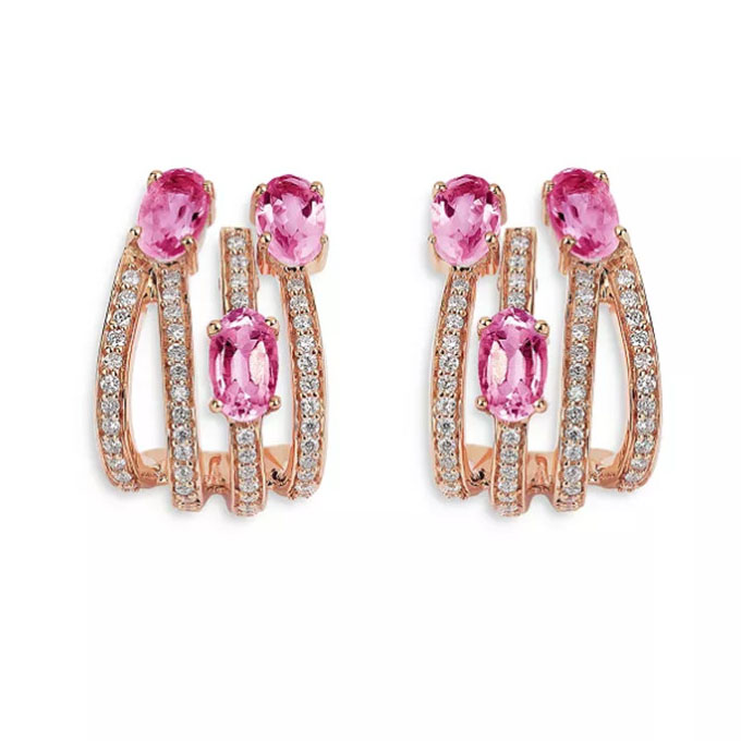 Dearadh saincheaptha 18K Rose Gold Spectrum Pink Earrings soláthraí jewelry mórdhíola