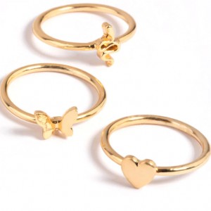 Custom design 18K Solid Gold Plated Snake Heart Butterfly Ring made in 925 sterling silver or copper