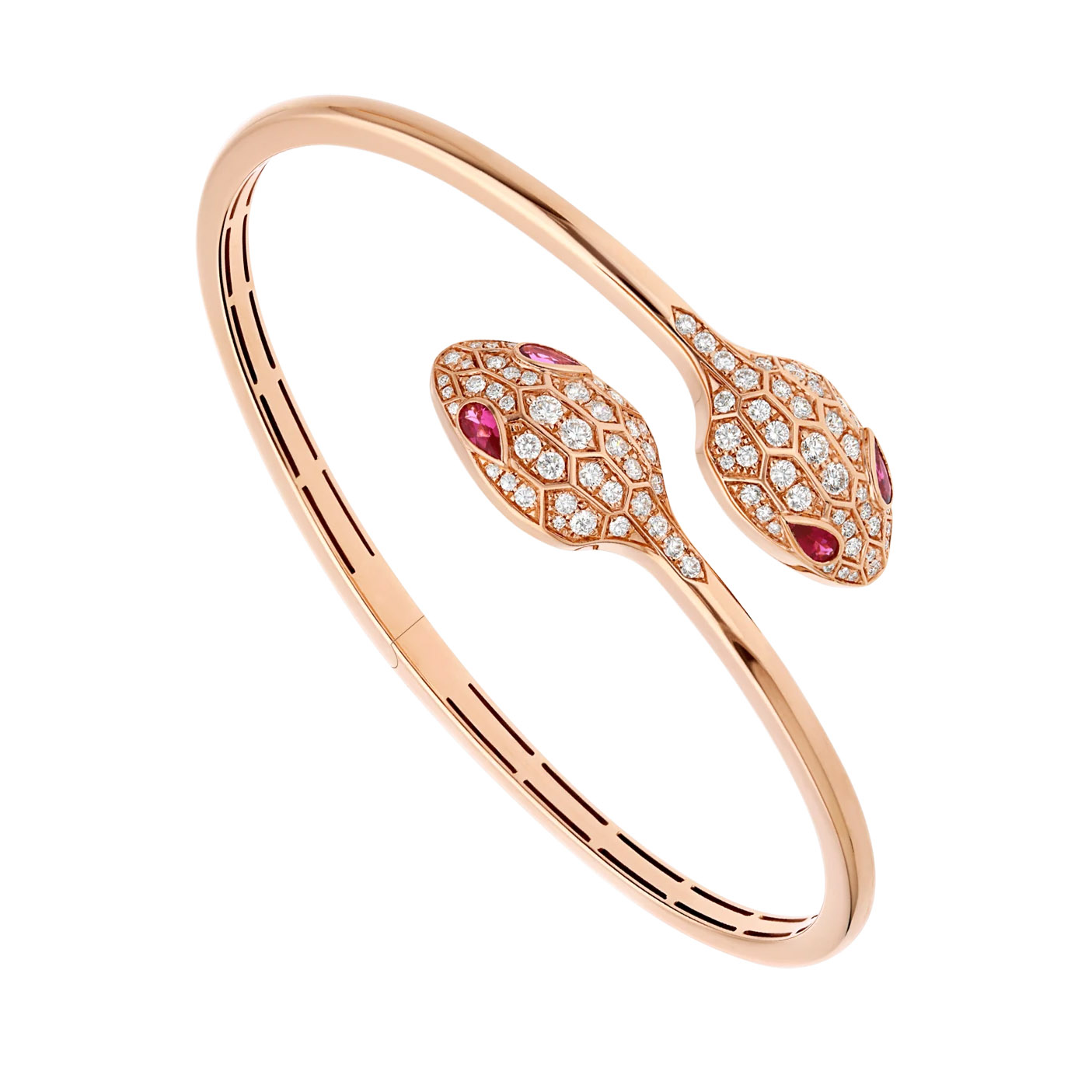 Wholesale Custom design OEM/ODM Jewelry 18K rose gold bracelet set with rubellite eyes and pavé diamonds OEM Jewelry Factory