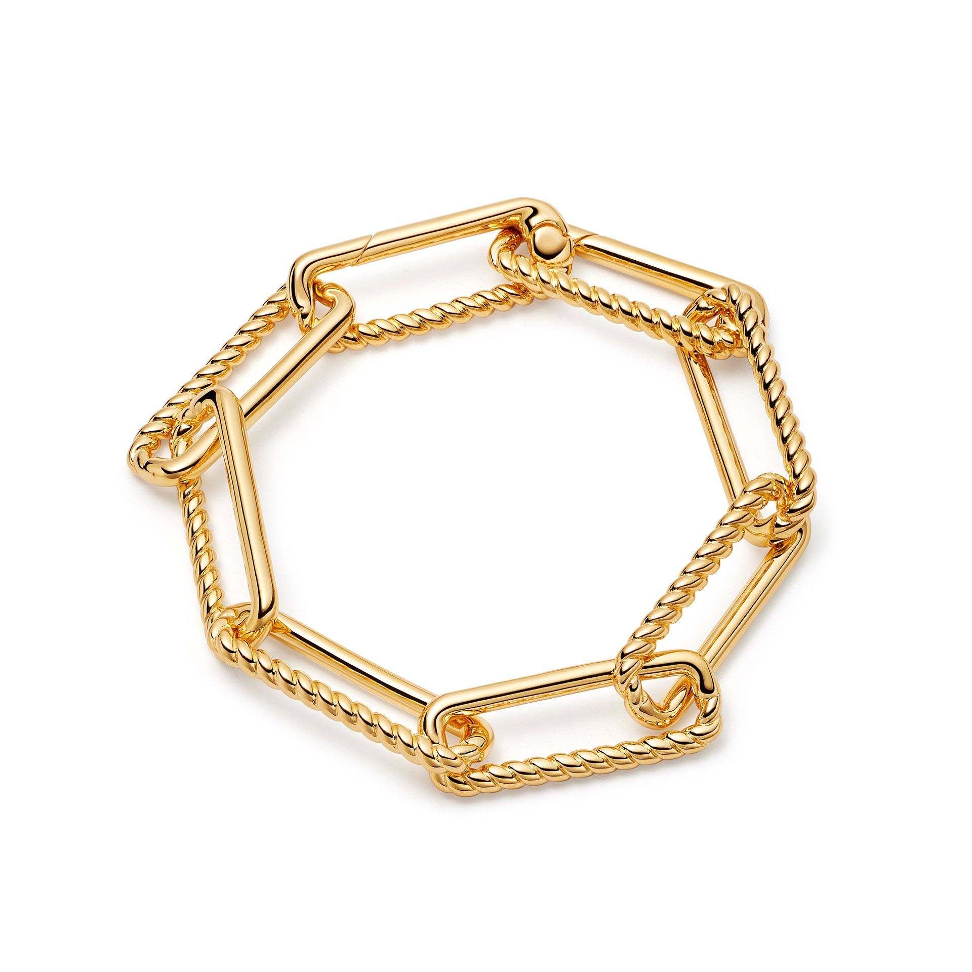 Bracciale gioielli OEM / ODM con catena placcata oro 18 carati dal design personalizzato all'ingrosso sulla fabbrica di gioielli in argento OEM in ottone