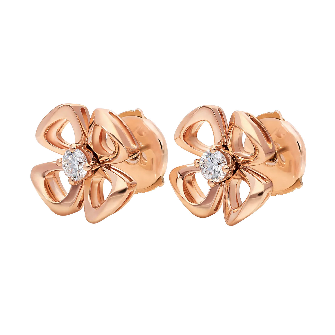 Boucles d'oreilles de bijoux OEM/ODM en or rose 18 carats, design personnalisé, serties de deux diamants centraux, service de bijoux OEM, vente en gros