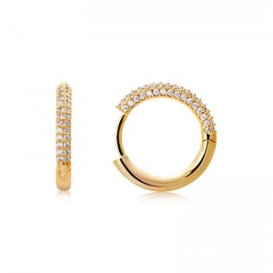 Custom design 3d designs of the jewellery for yellow Gold vermeil Crystal Huggie Hoop 925 sterling silver Earrings