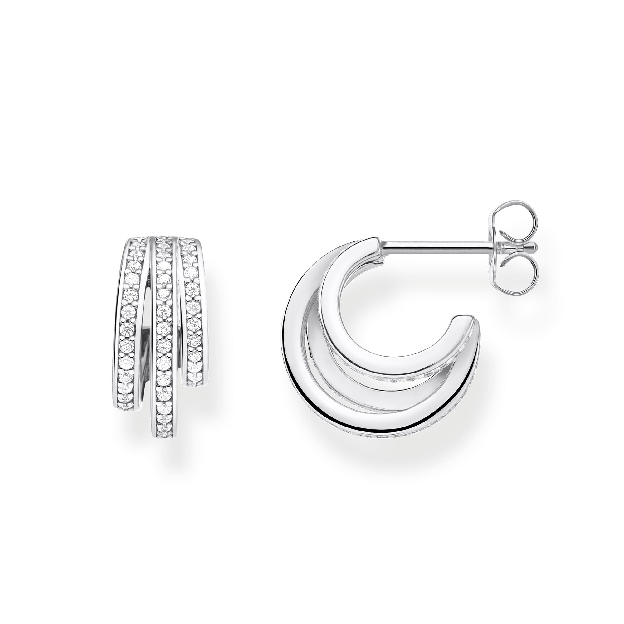 Wholesale Custom design 925 Sterling OEM/ODM Jewelry silver hoop earrings with white zirconia OEM jewelry