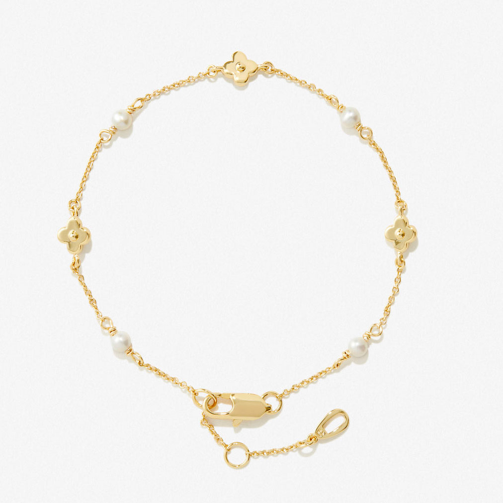 Custom design Flower Bracelet in 14k gold plated on 925 sterling silver