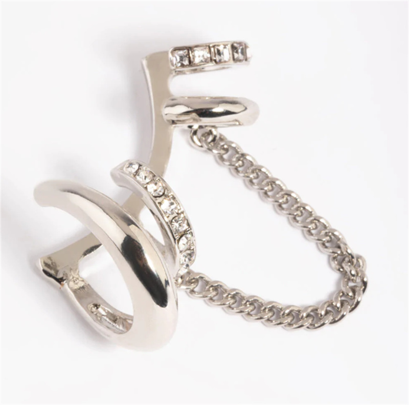 Brugerdefineret design Blandet Metal Diamante Kæde Ørering Stack Pack Sølv smykker Leverandør Grossister