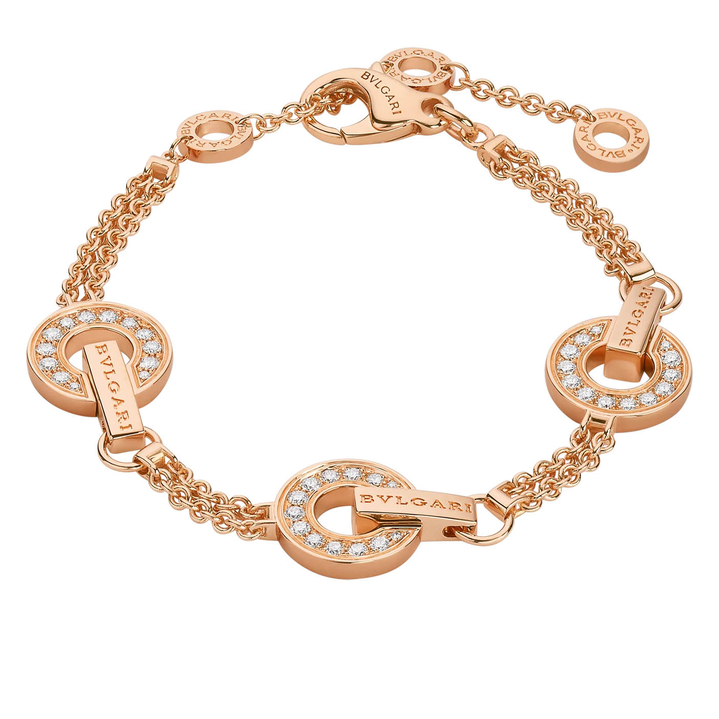 Velkoobchod Vlastní design Prolamovaný náhrdelník z 18kt růžového zlata s plnými diamanty OEM/ODM Šperky na kruhových prvcích OEM klenotnictví