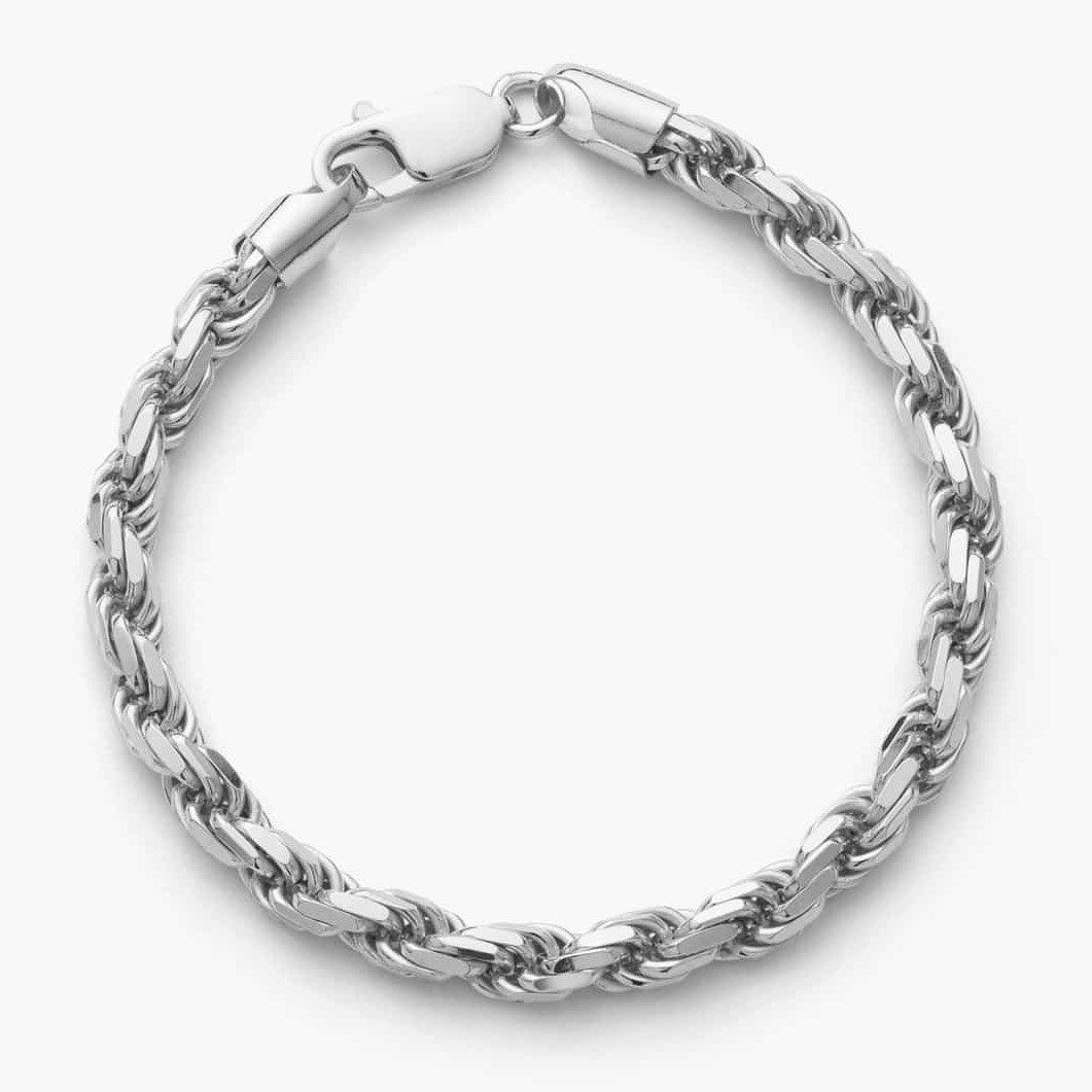 Pulsera de cuerda de diseño personalizado, fabricantes de joyería de fábrica de plata de 5 mm