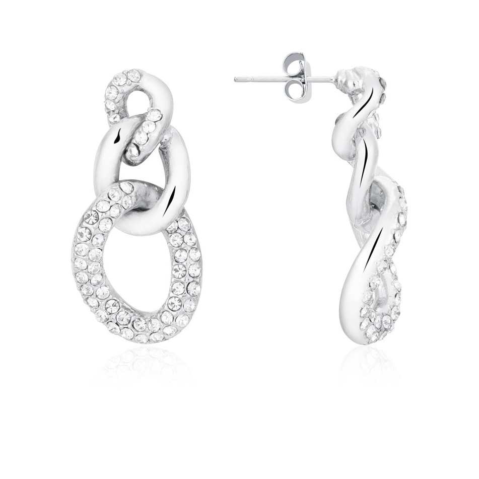 Custom design jewelry Suppliers Manufacturers  in Silver Chain Crystal Drop Earrings