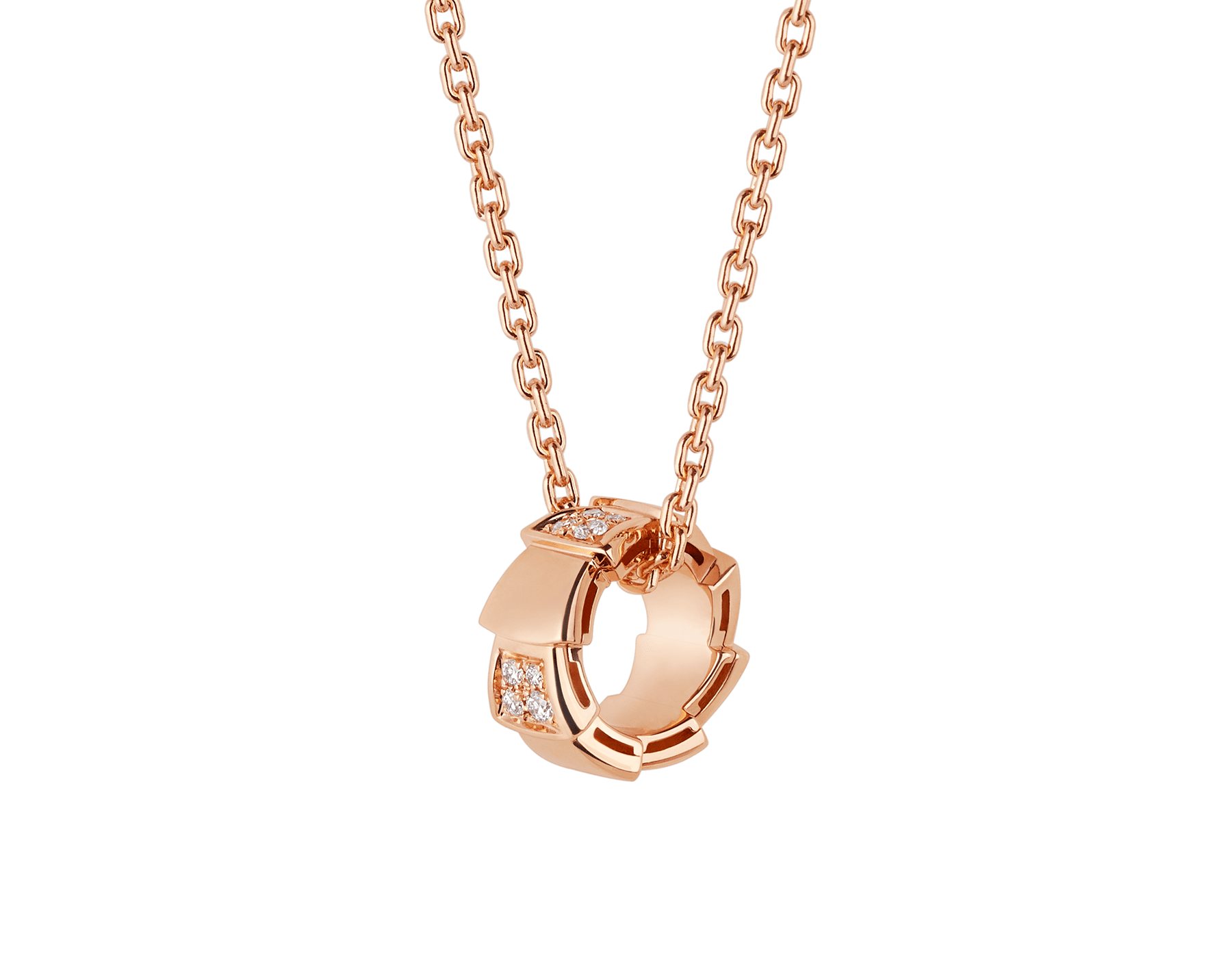 Colier de bijuterii cu design personalizat en-gros Bijuterii OEM/ODM cu lanț de aur roz de 18 kt și pandantiv din aur roz de 18 kt cu diamante semi-pavée fabrica OEM