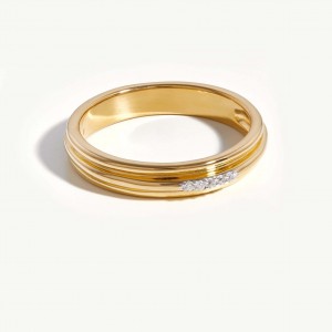Joia de anel de design personalizado em prata de lei 925 com banho de ouro