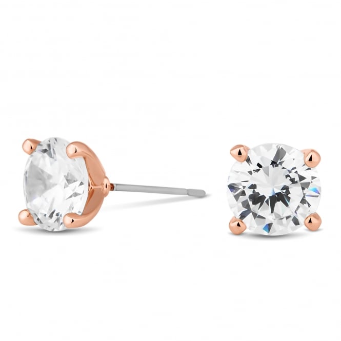 Custom design rose gold plated 8mm round cubic zirconia stud earring