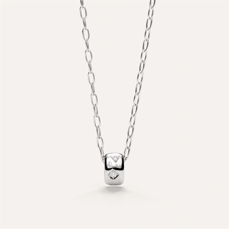 Colgante de joyería de plata de diseño personalizado con cadena icónica en oro blanco de 18kt