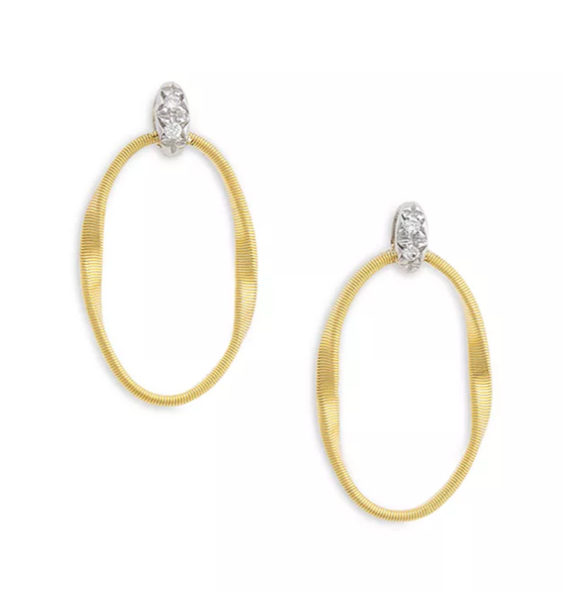 Custom earrings jewelry, made in 18K Yellow Gold Onde CZ Drop Earrings wholesaler