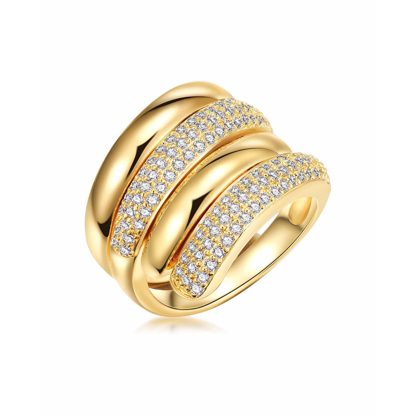 OEM/ODM Perhiasan Pemasok perhiasan halus cincin Berlapis Emas Kuning yang diukir khusus