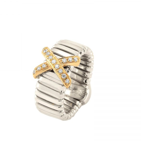 Anello sottile personalizzato all'ingrosso realizzato con gioielli OEM / ODM in argento placcato oro rosa e bianco 18 kt
