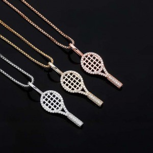Custom gold plated jewelry manufacturer for small 14k plated charms tennis racket pendant