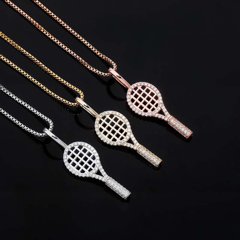 Custom gold plated jewelry manufacturer for small 14k plated charms tennis racket pendant