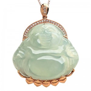 Gioielli personalizzati con buddha di giada con catena in argento vermeil oro rosa