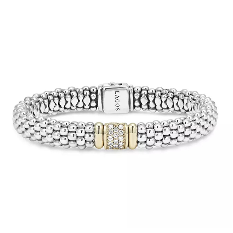 Kundenspezifischer Schmuck aus 18 Karat Gelbgold vergoldetem und Sterlingsilber-Kaviarseil-Armband mit CZ im Großhandel