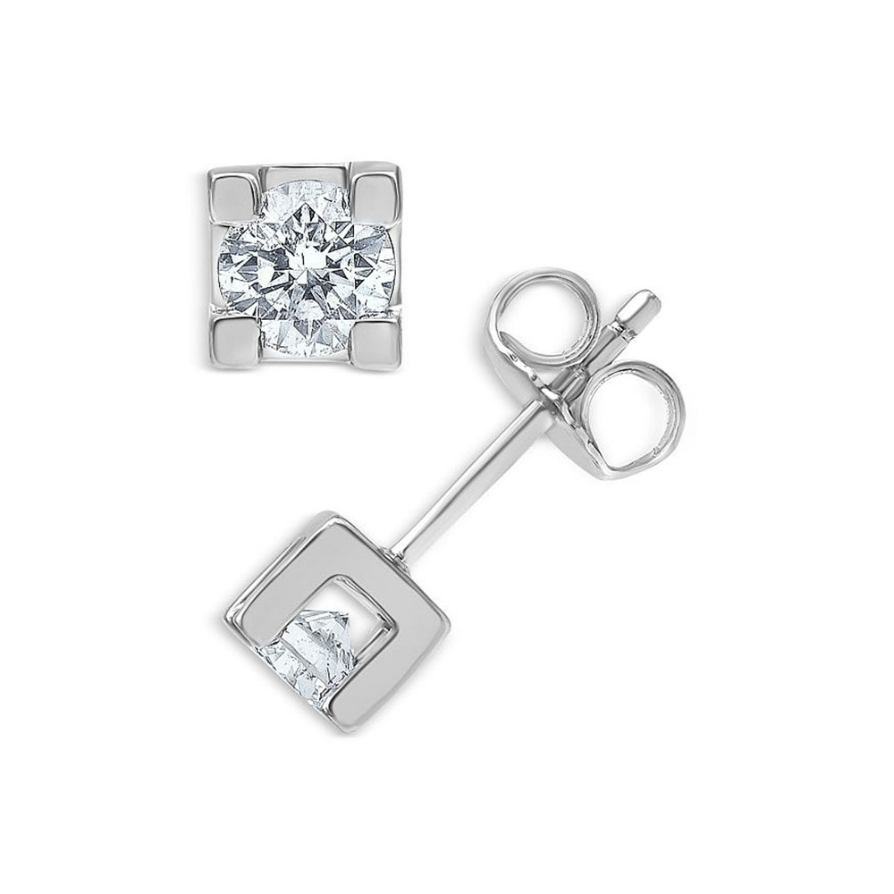 Jewelry saincheaptha, CZ Earrings Graí i 14K White Gold Vermeil mórdhíola