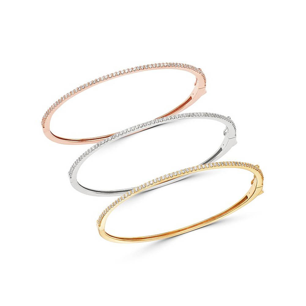 Gioielli personalizzati, braccialetto impilabile Micro-Pave CZ in oro bianco 14 carati, oro rosa 14 carati o oro giallo 14 carati Vermeil grossista