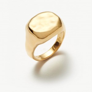Custom jewelry Molten Engravable Signet Ring 18k Recycled Gold Plated on 925 sterling silver