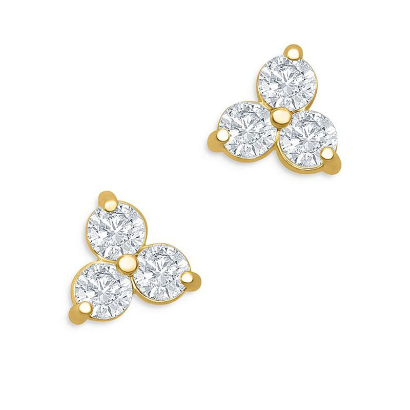 Jewelry saincheaptha, monaróir OEM ODM CZ Trio Graí Earrings i 14K Yellow Gold Vermeil mórdhíola