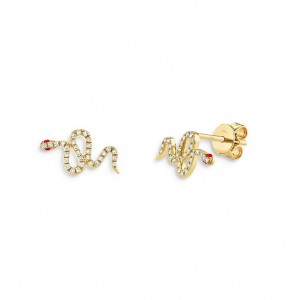 Custom jewelry for 14K Yellow Gold Vermeil CZ Snake Stud Earrings