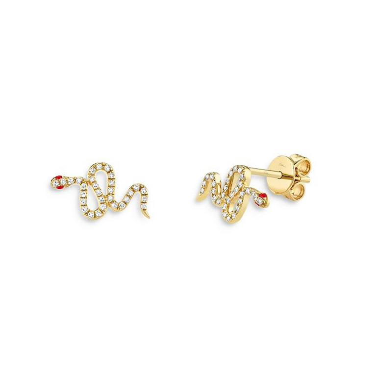 Custom jewelry for 14K Yellow Gold Vermeil CZ Snake Stud Earrings