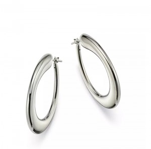 Bijoux personnalisés pour boucles d'oreilles créoles ovales classiques Or blanc 18 carats, grossiste
