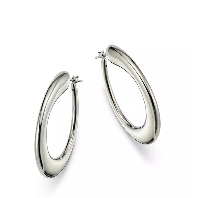 Pasgemaakte juweliersware vir 18K Witgoud Oro Classic Oval Hoop Oorbelle groothandelaar