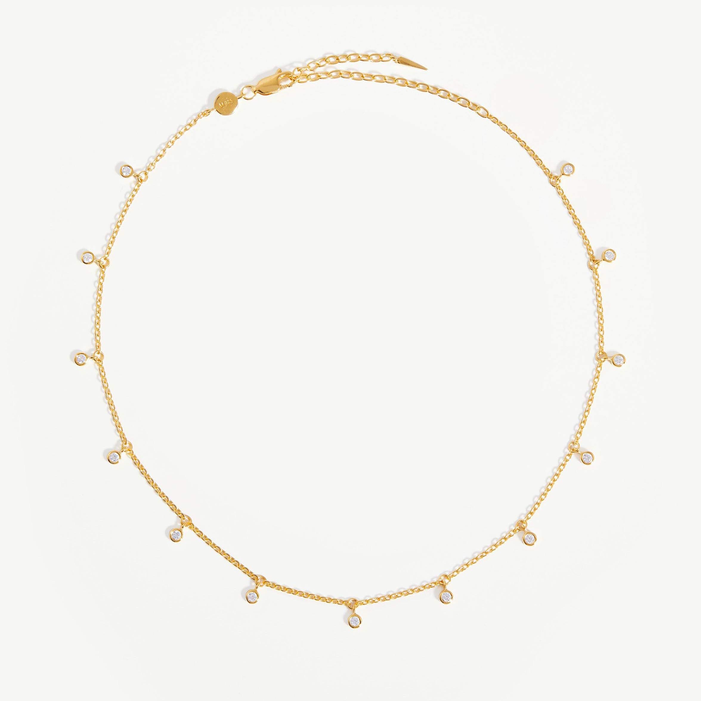 Perhiasan khusus kalung choker drop antarbintang vermeil berlapis emas 18 karat pada perak murni atau tembaga 925
