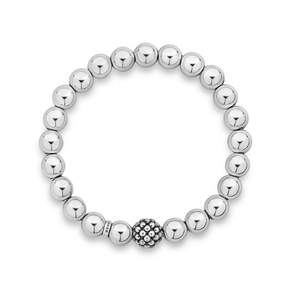 Custom jewelry, made Sterling Silver Signature Caviar Lattice Ball Bracelet by your needs wholesaler