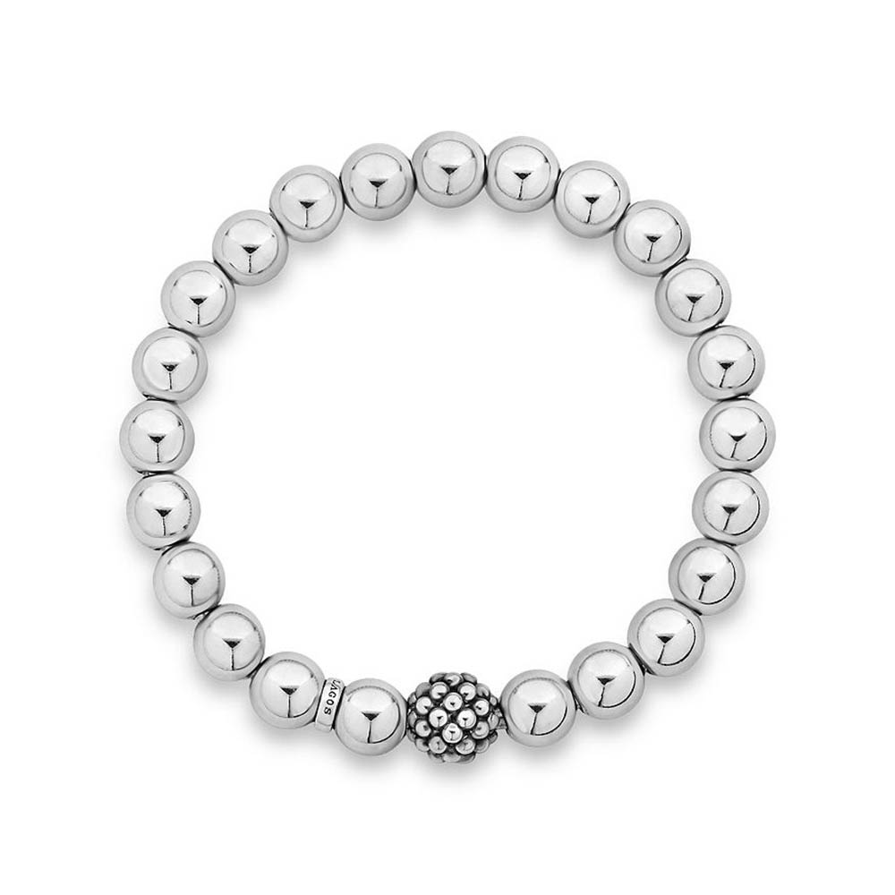 Joyería personalizada, pulsera de bolas de celosía de caviar exclusiva de plata esterlina hecha por su mayorista de necesidades