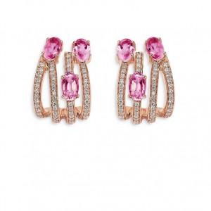 Custom jewelry, made18K Rose Gold Vermeil Spectrum Pink CZ Earrings wholesale