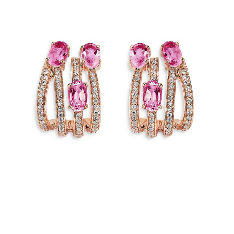 Joyería personalizada, pendientes hechos en oro rosa Vermeil Spectrum Pink CZ de 18 quilates al por mayor