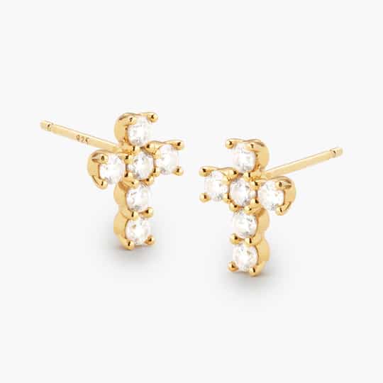 Custom jewelry manufacturer ODM OEM Cross Stud Earrings vermeil 18k gold