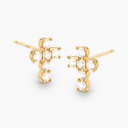 Produsen perhiasan khusus ODM OEM Cross Stud Earrings vermeil emas 18k