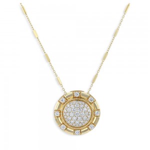 Custom jewelry manufacturer, Pavé CZ Medallion Necklace in 14K Yellow Gold Vermeil wholesale