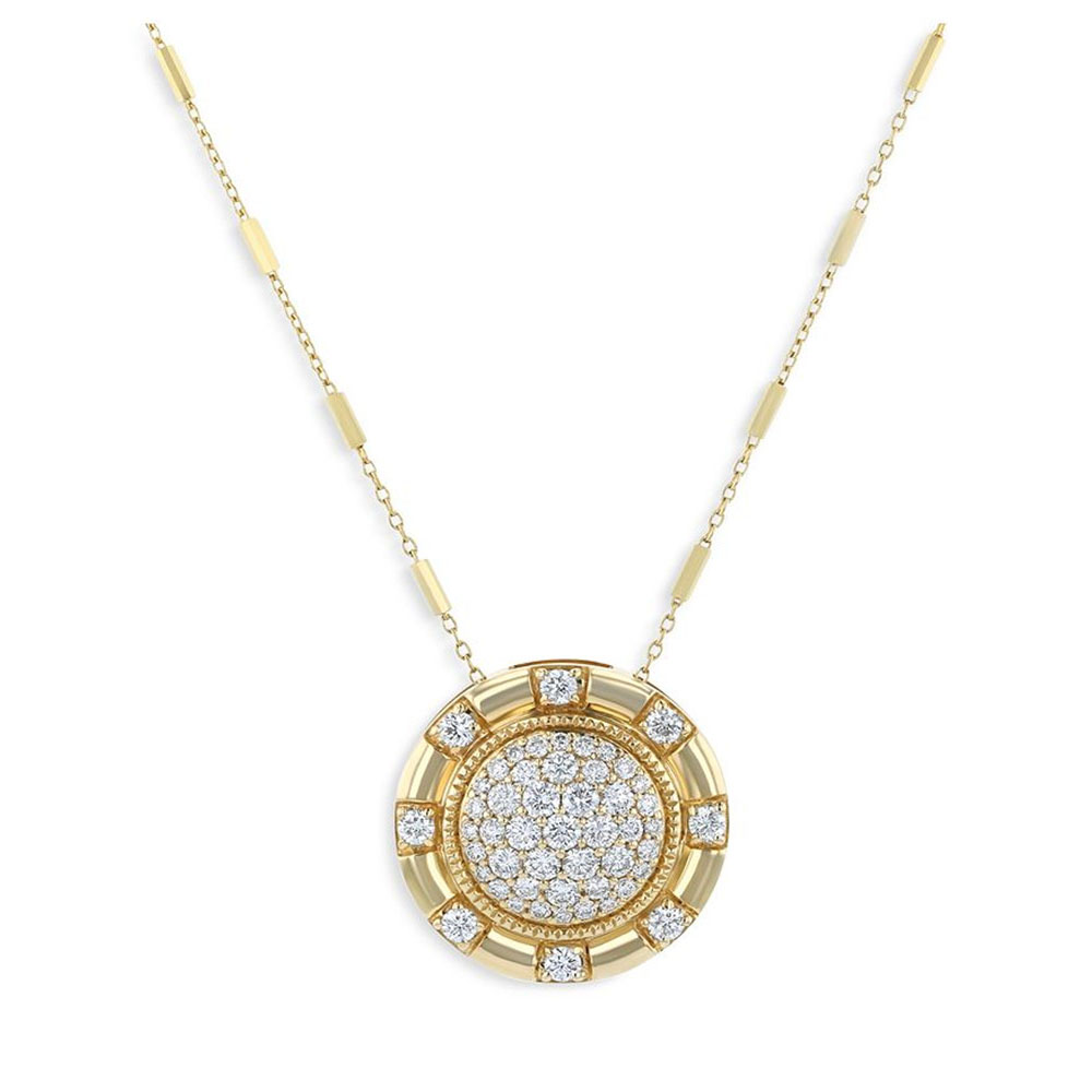 Custom jewelry manufacturer, Pavé CZ Medallion Necklace in 14K Yellow Gold Vermeil wholesale