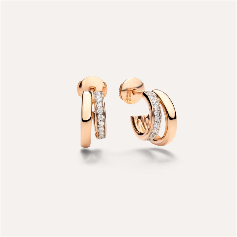 Custom jewelry manufacturing earrings double rose gold 18kt services