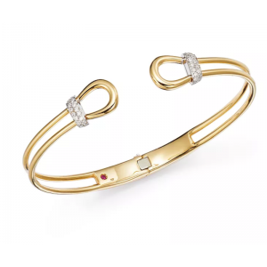 Custom jewelry supplier, Cheval CZ Bangle Bracelet in 18K Yellow Gold Vermeil wholesaler