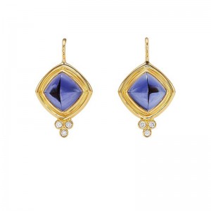 Fornitore di gioielli personalizzati, collezione di orecchini pendenti Collina CZ classici in oro giallo 18 carati Temple St. Clair OEM ODM