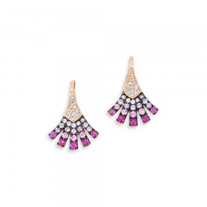 Custom jewelry wholesale CZ Fanned Drop Earrings in 14K Rose Gold Vermeil