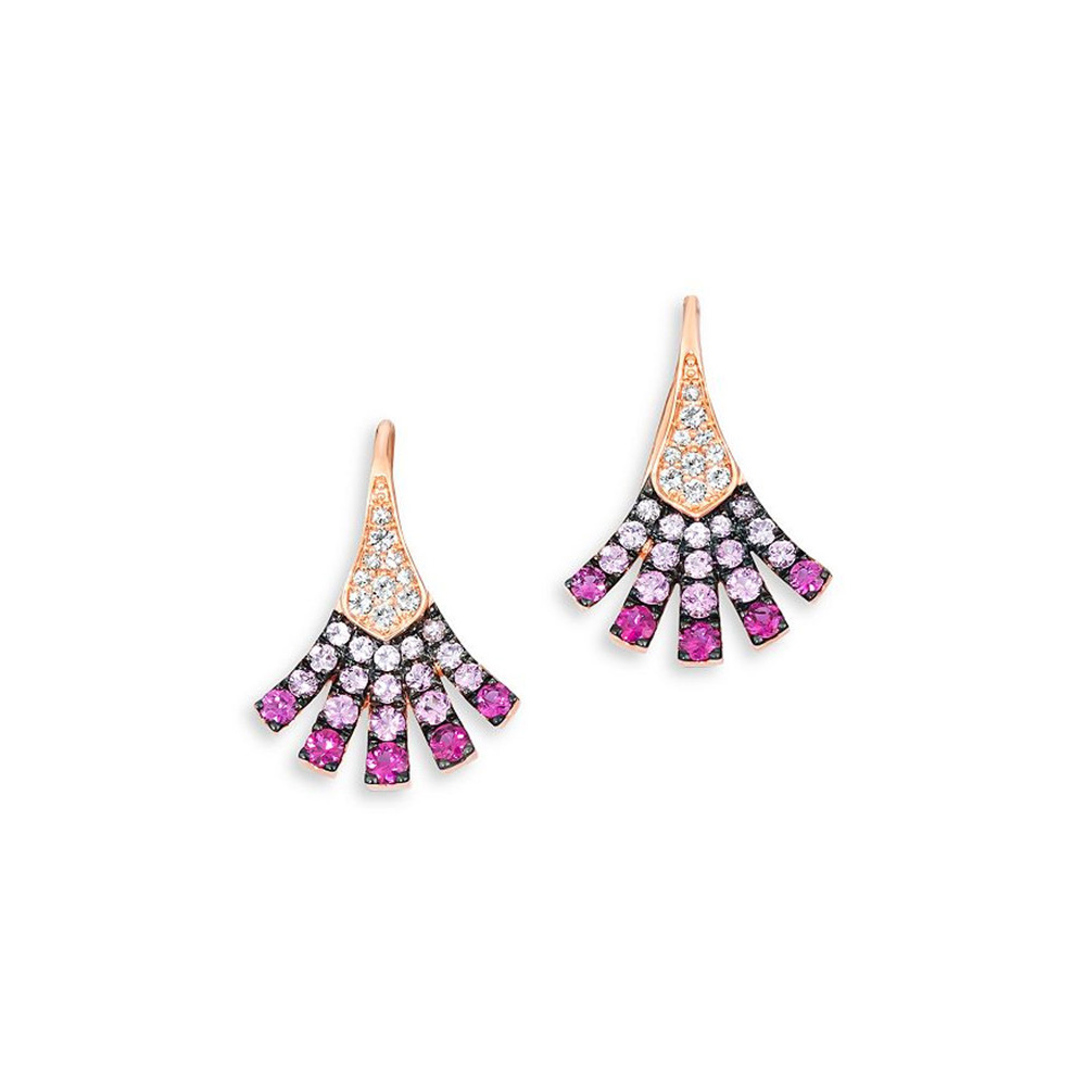 Custom jewelry wholesale CZ Fanned Drop Earrings in 14K Rose Gold Vermeil