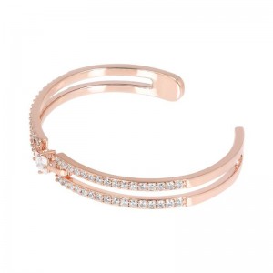 Brazalete de circonio cúbico al por mayor de joyería personalizada con rodio blanco, oro rosa de 18 quilates o revestimiento de oro de 24 quilates