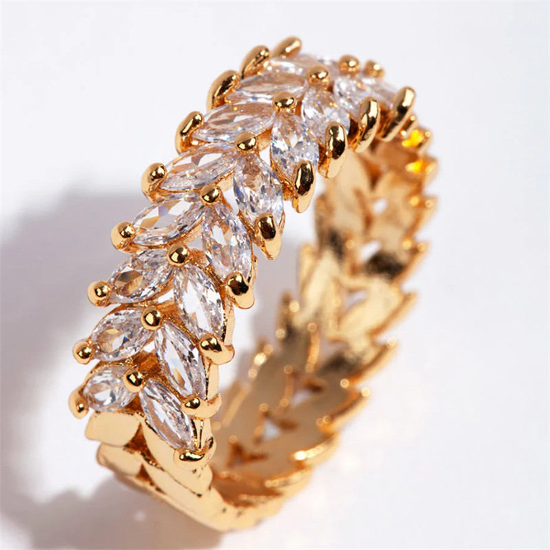 Custom jewelry wholesale malaysia Gold Plated Navette Cubic Zirconia Layered Ring