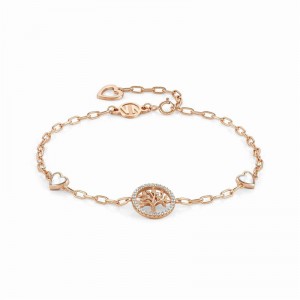 Grossiste de bijoux personnalisés en or rose vermeil chaîne en argent sterling bracelet zricon cubique