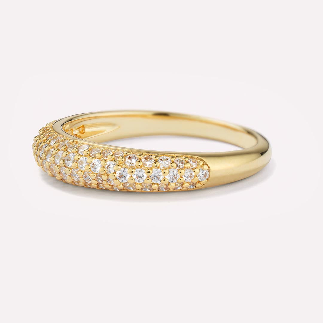 Custom made 14K Gold Plated Over Sterling Silver CZ ring supplier